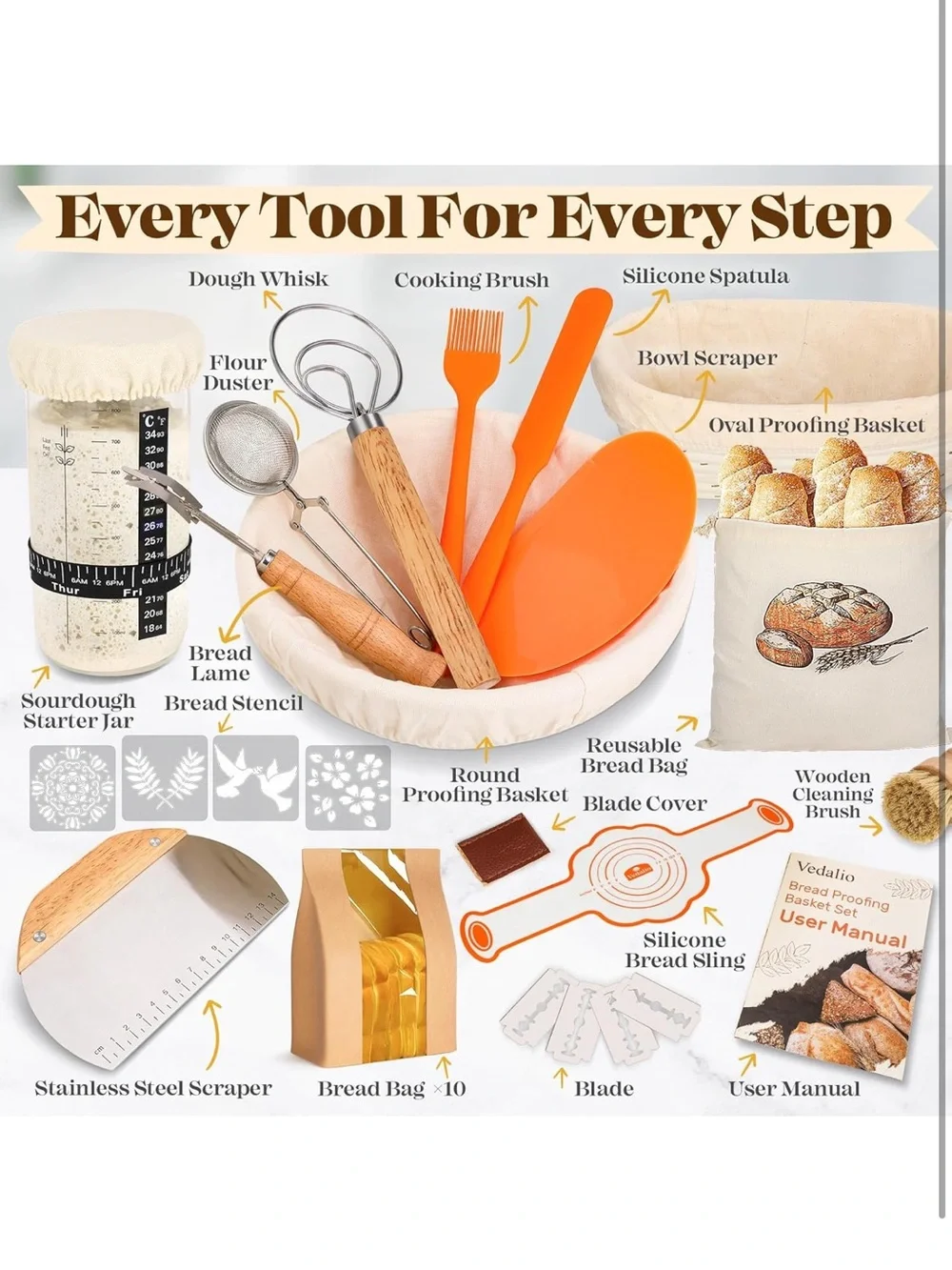 sourdough bread baking supplies sourdough starter kit bread proofing basket